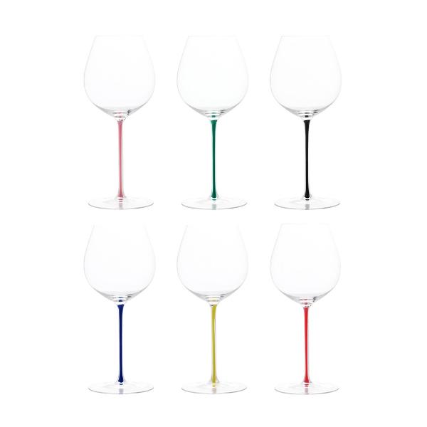 RIEDEL - Set di 6 Bicchieri da Pinot Nero con Stelo Colorato