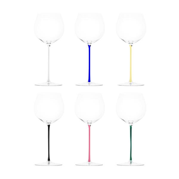 RIEDEL - Set di 6 Bicchieri da Chardonnay con Stelo Colorato